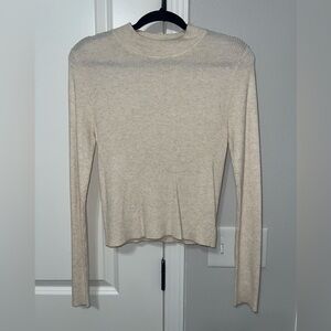 Bêcool Cream Heather Mock Neck Long Sleeve Top - Boutique Purchase